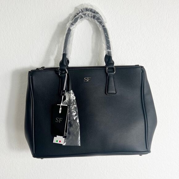 ITALIAN FASHION BAG MEDIUM BLACK PURSE BRAND NEW WITH TAGS - Picture 1 of 6